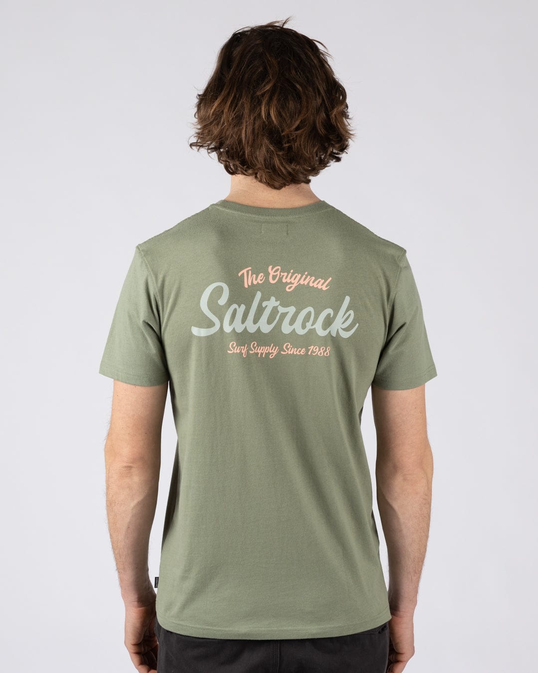 Postcard Script - Mens Short Sleeve T-Shirt- Green