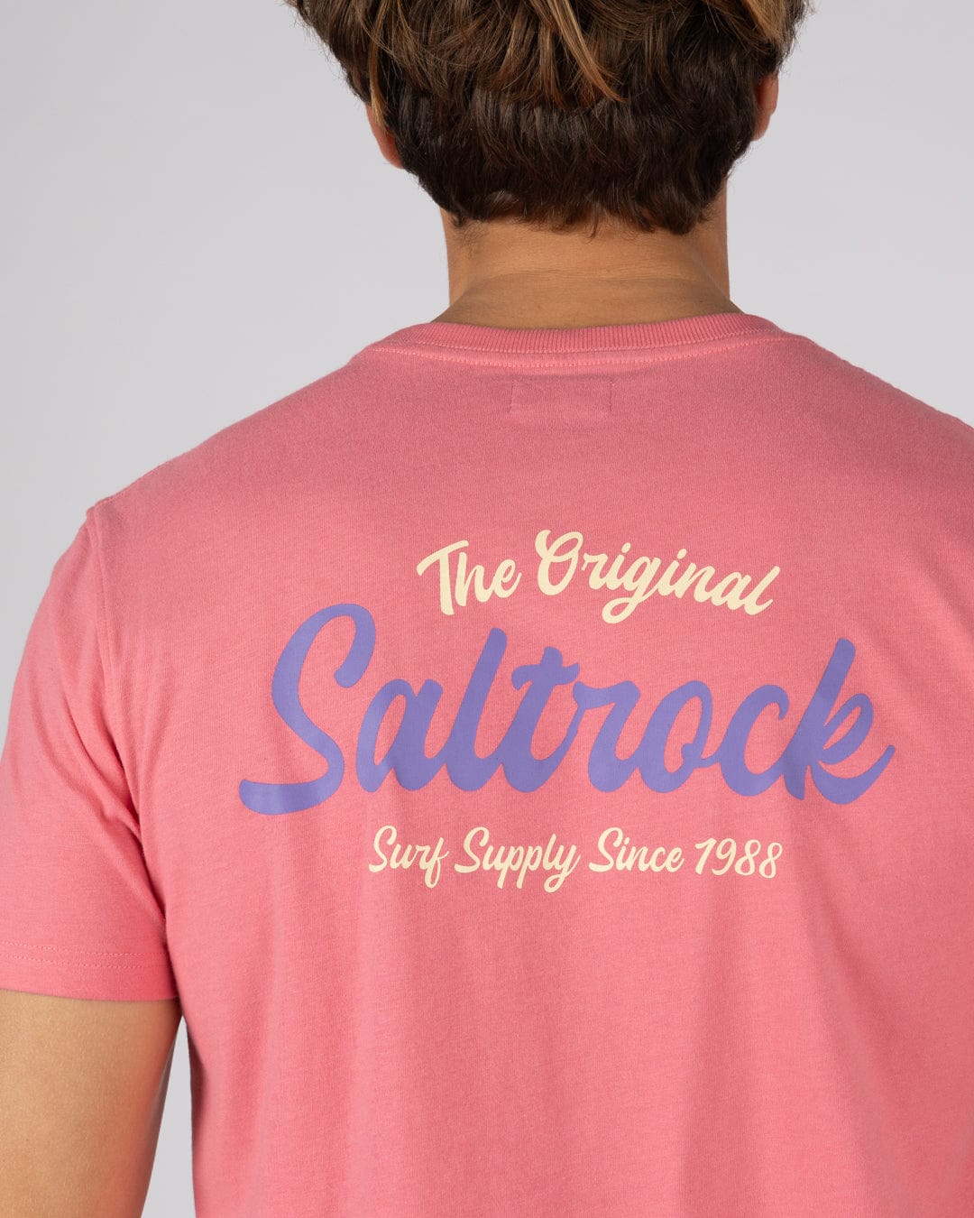 Postcard Script - Mens Short Sleeve Tee - Bright Pink