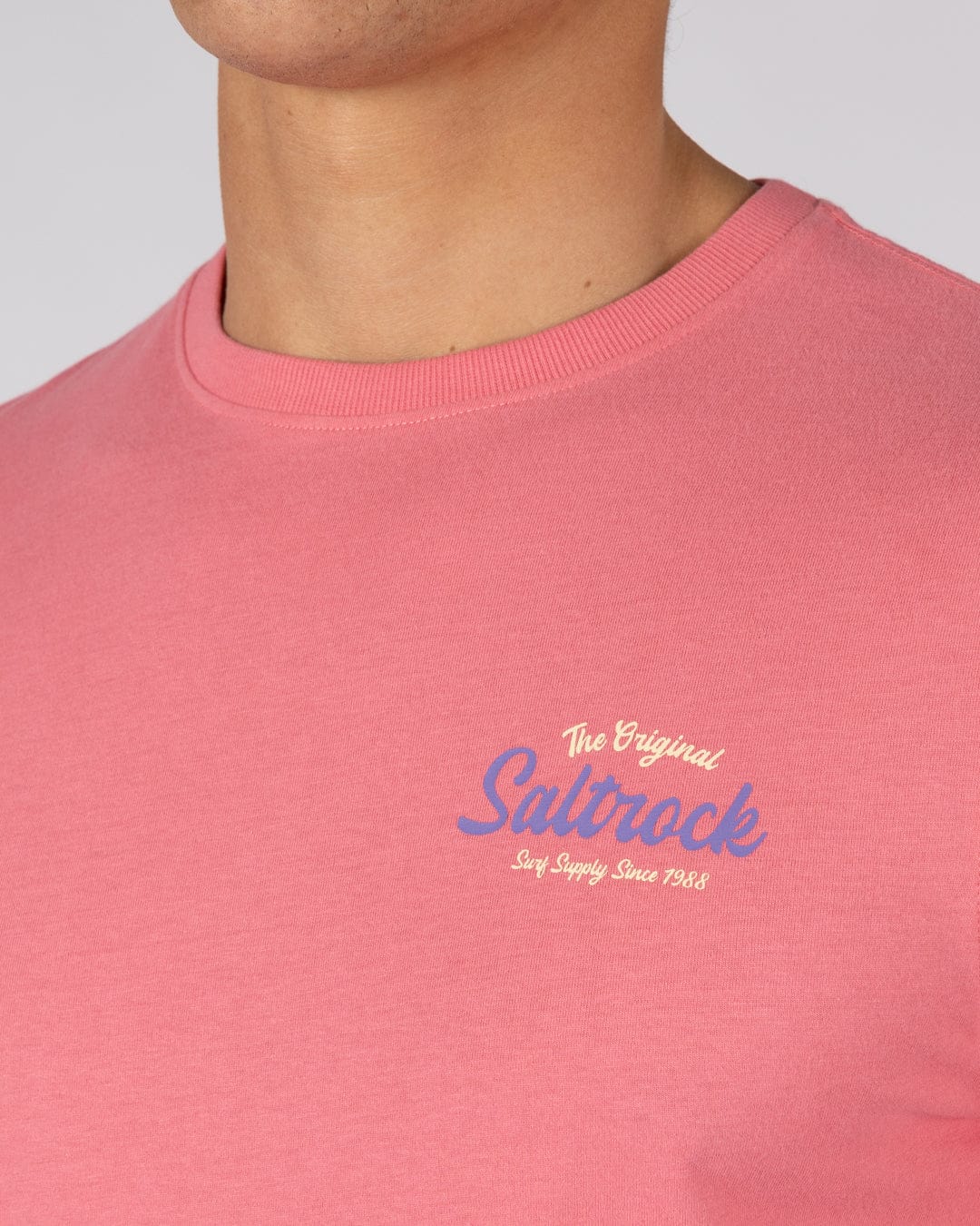 Postcard Script - Mens Short Sleeve Tee - Bright Pink