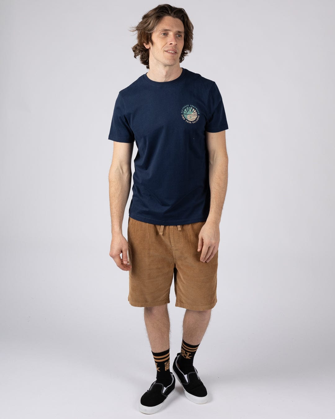 Find Balance  - Mens Oversized Short Sleeve T-Shirt - Blue
