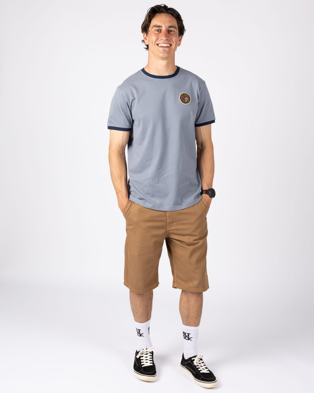 Trail Badge Ringer  Mens Short Sleeve T-Shirt in Blue