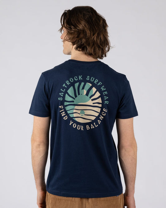 Find Balance  - Mens Oversized Short Sleeve T-Shirt - Blue