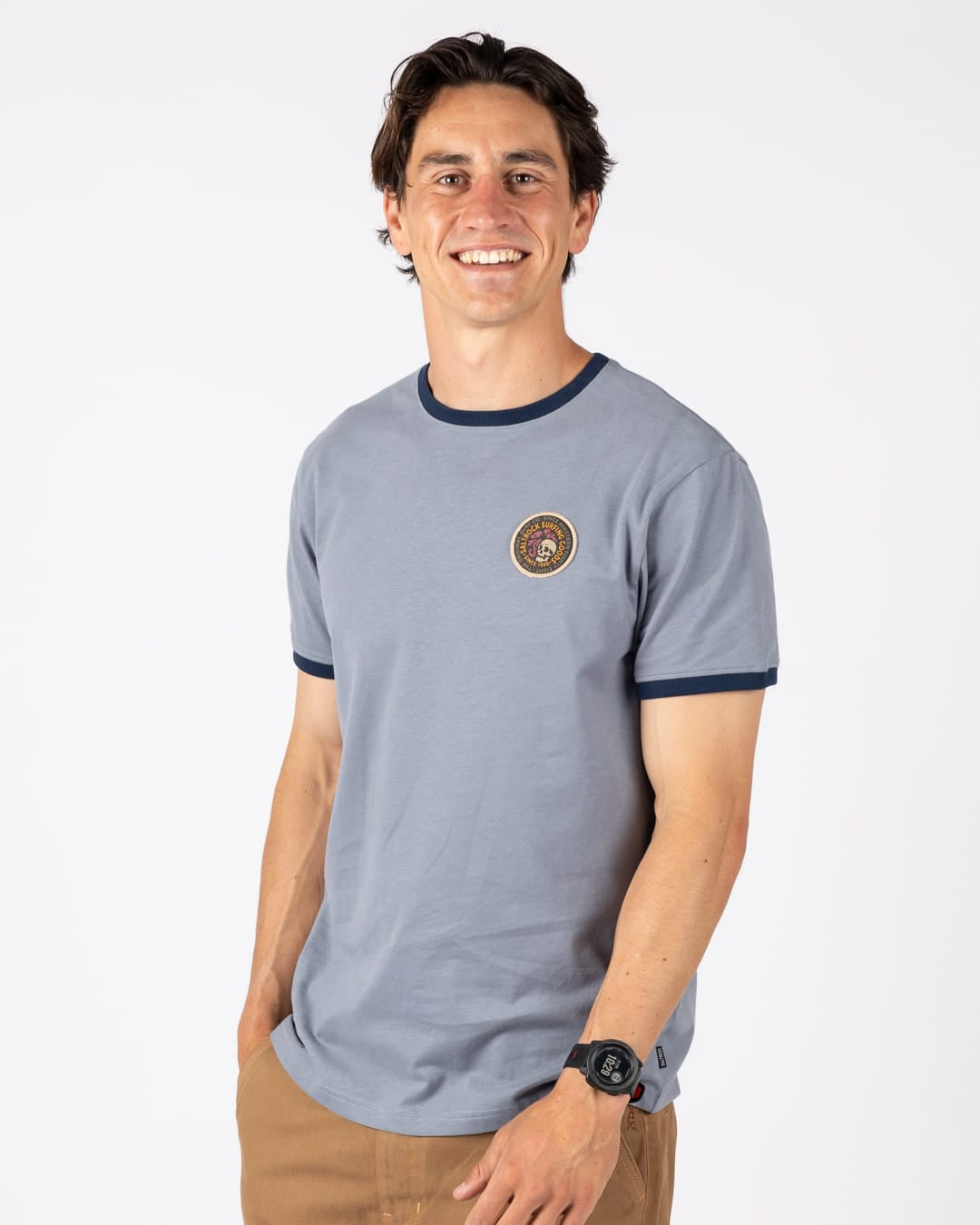 Trail Badge Ringer  Mens Short Sleeve T-Shirt in Blue