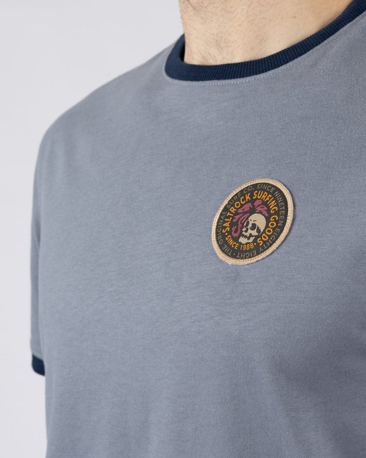 Trail Badge Ringer  - Mens Short Sleeve T-Shirt - Blue