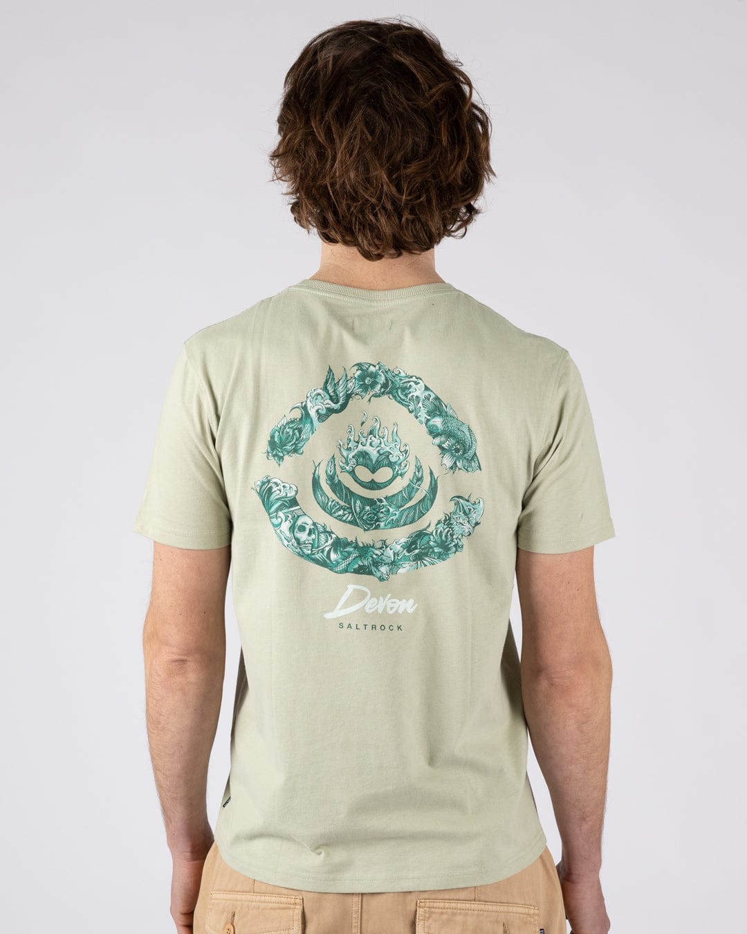 Deep Sea Flame Devon  - Mens Short Sleeve T-shirt - Light Green