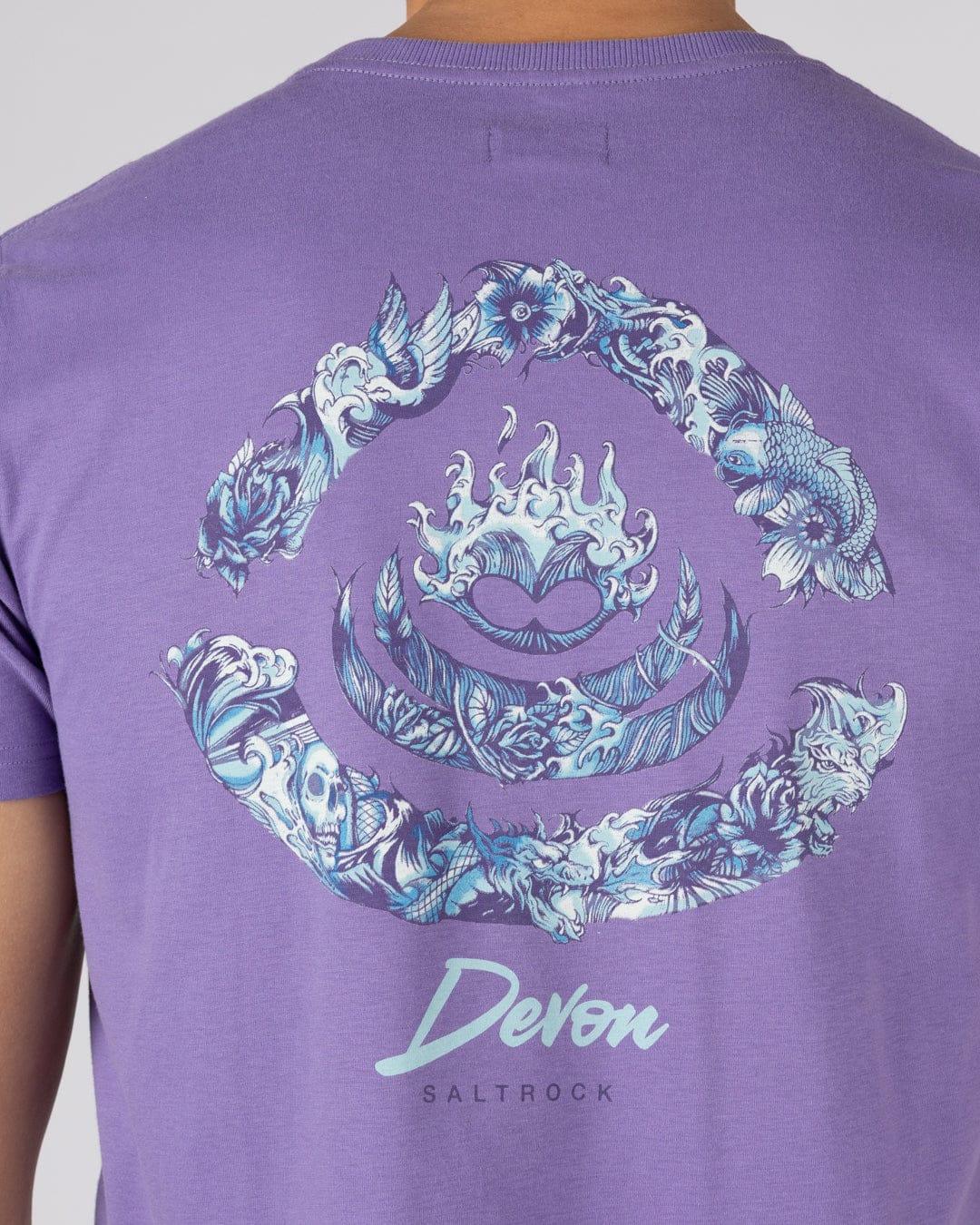 Deep Sea Flame Devon  - Mens Short Sleeve T-Shirt - Purple