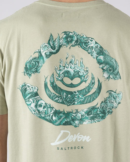 Deep Sea Flame Devon  - Mens Short Sleeve T-shirt - Light Green