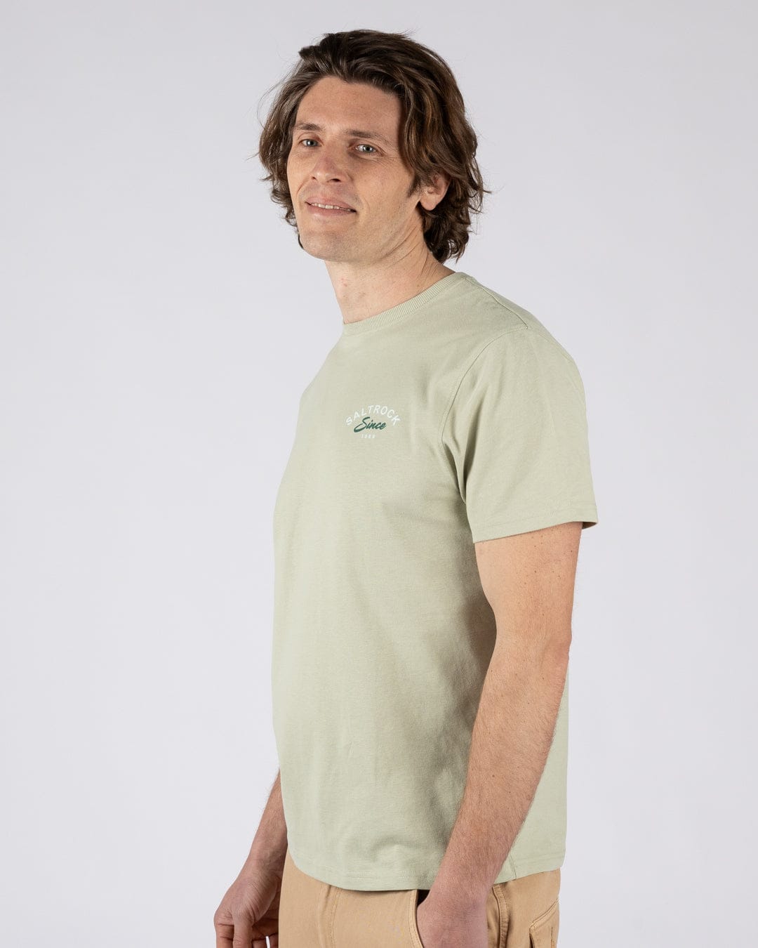 Deep Sea Flame Devon  - Mens Short Sleeve T-shirt - Light Green