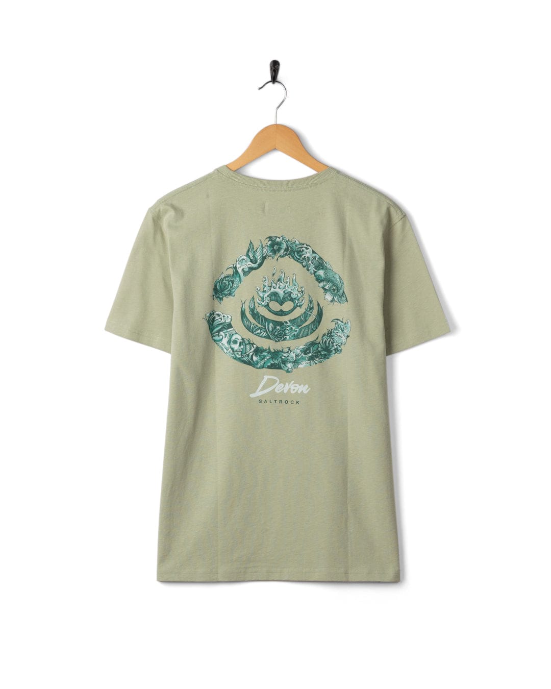 Deep Sea Flame Devon  - Mens Short Sleeve T-shirt - Light Green