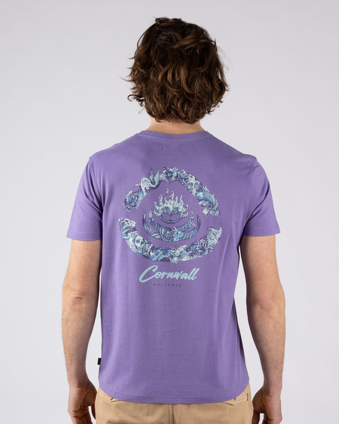 Deep Sea Flame Cornwall - Mens Short Sleeve T-shirt - Purple