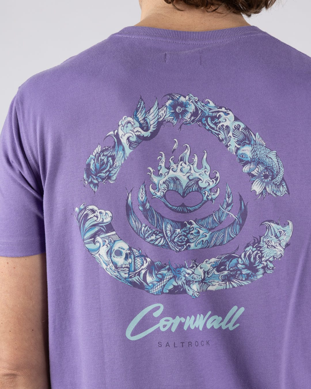 Deep Sea Flame Cornwall - Mens Short Sleeve T-shirt - Purple