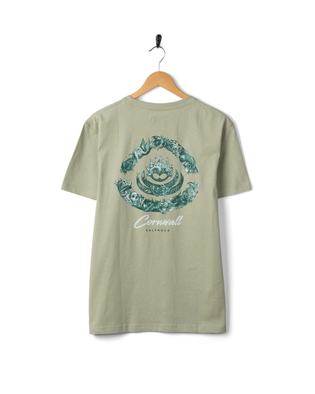 Deep Sea Flame Cornwall - Mens Short Sleeve T-Shirt - Light Green