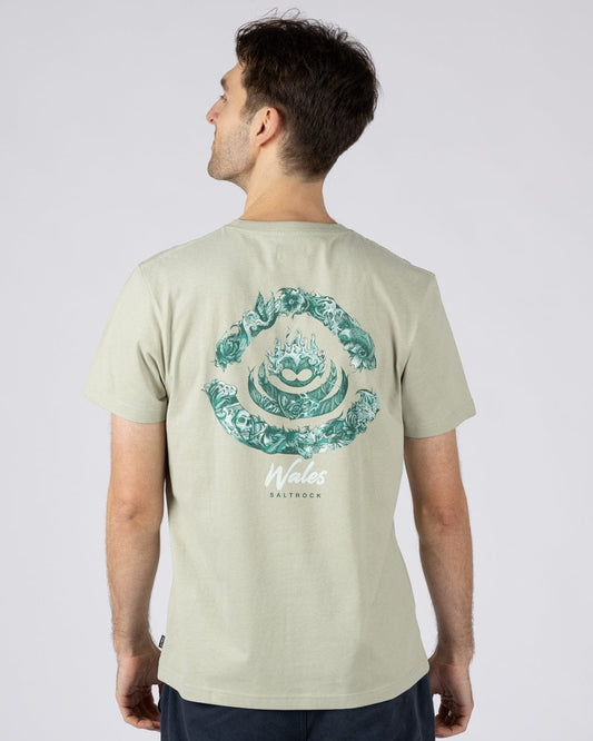 Deep Sea Flame Wales - Mens Short Sleeve - Light Green