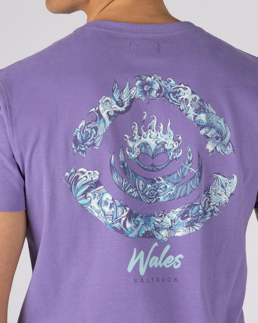 Deep Sea Flame Wales - Mens Short Sleeve T-shirt - Purple
