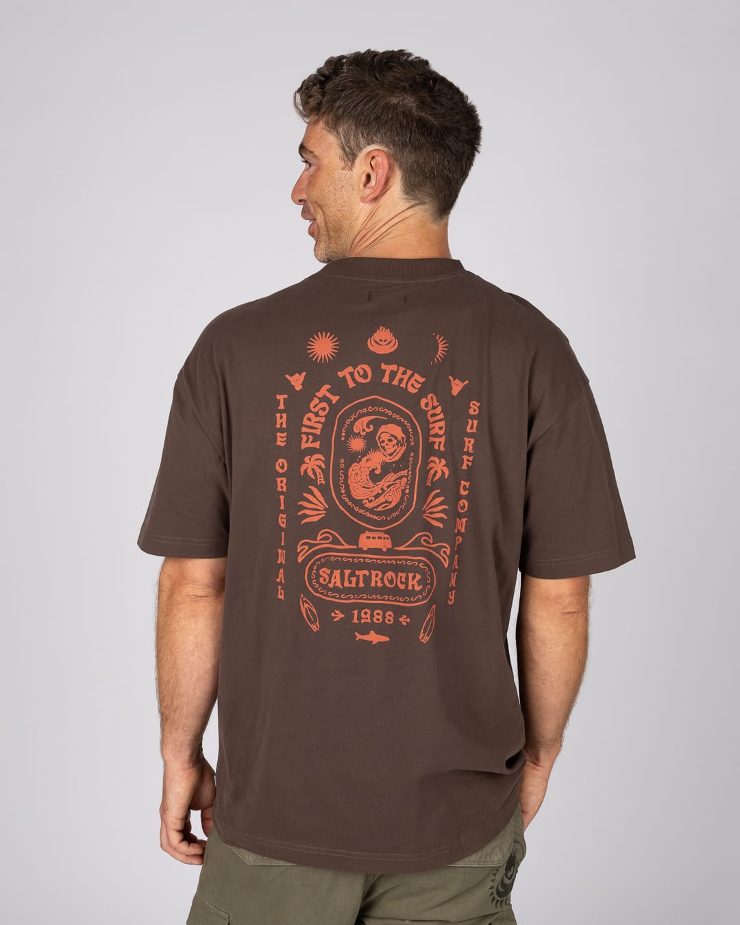 Cult Mens Oversized T-Shirt in Brown