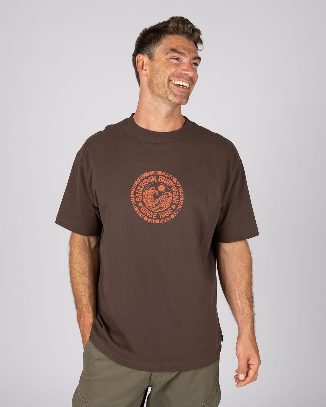 Cult Mens Oversized T-Shirt in Brown