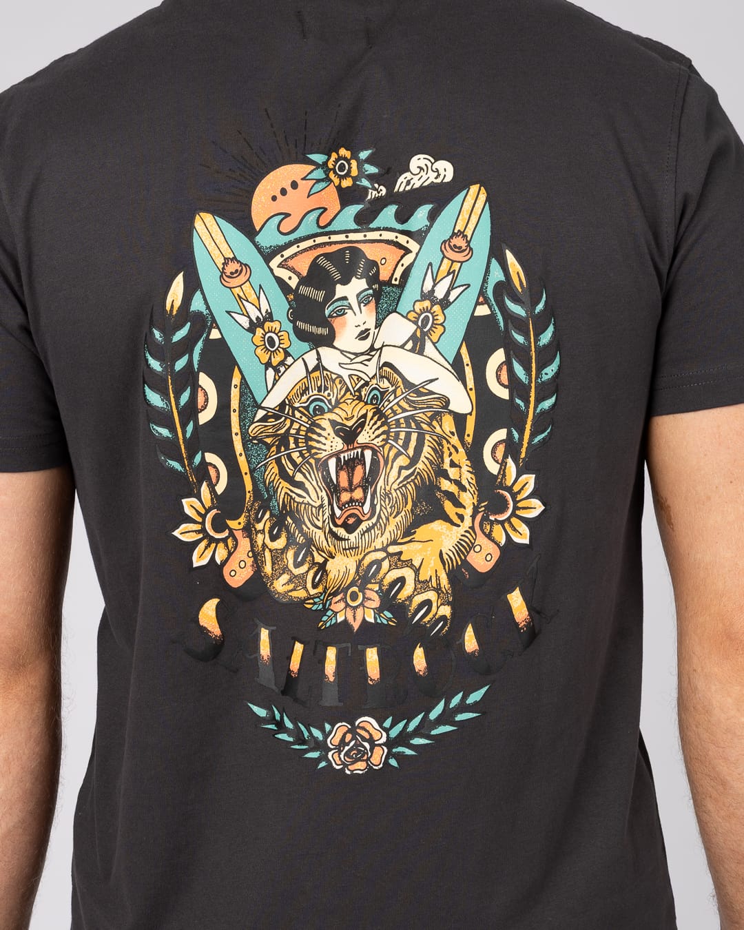 Tiger Tattoo Mens T-Shirt in Grey