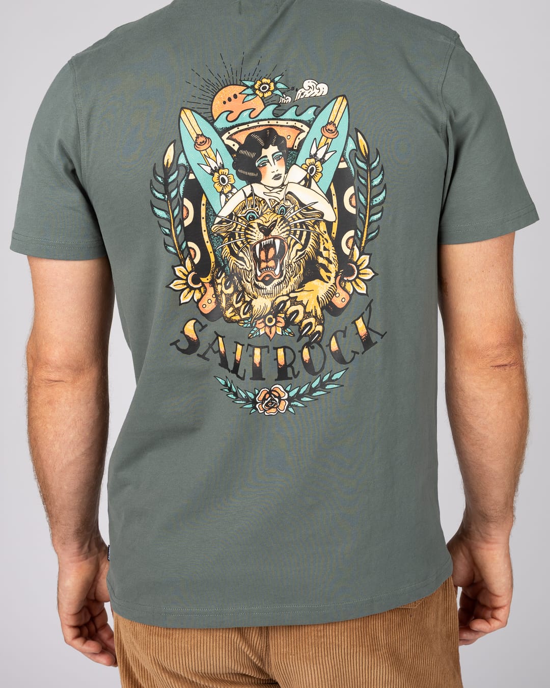 Tiger Tattoo Mens T-Shirt in Green