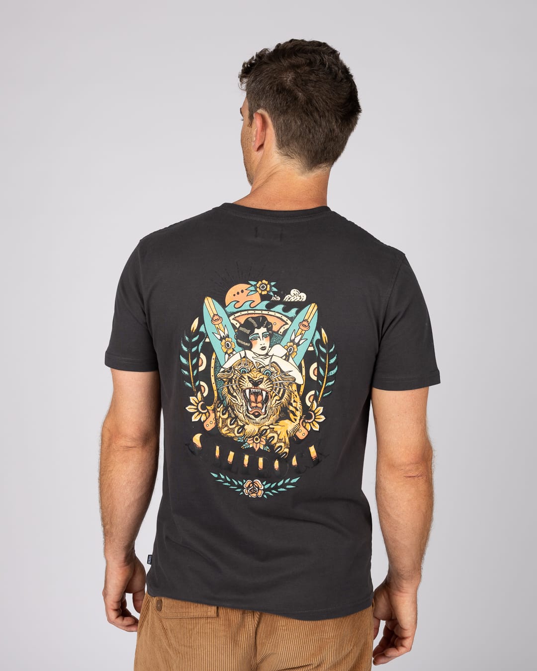 Tiger Tattoo Mens T-Shirt in Grey