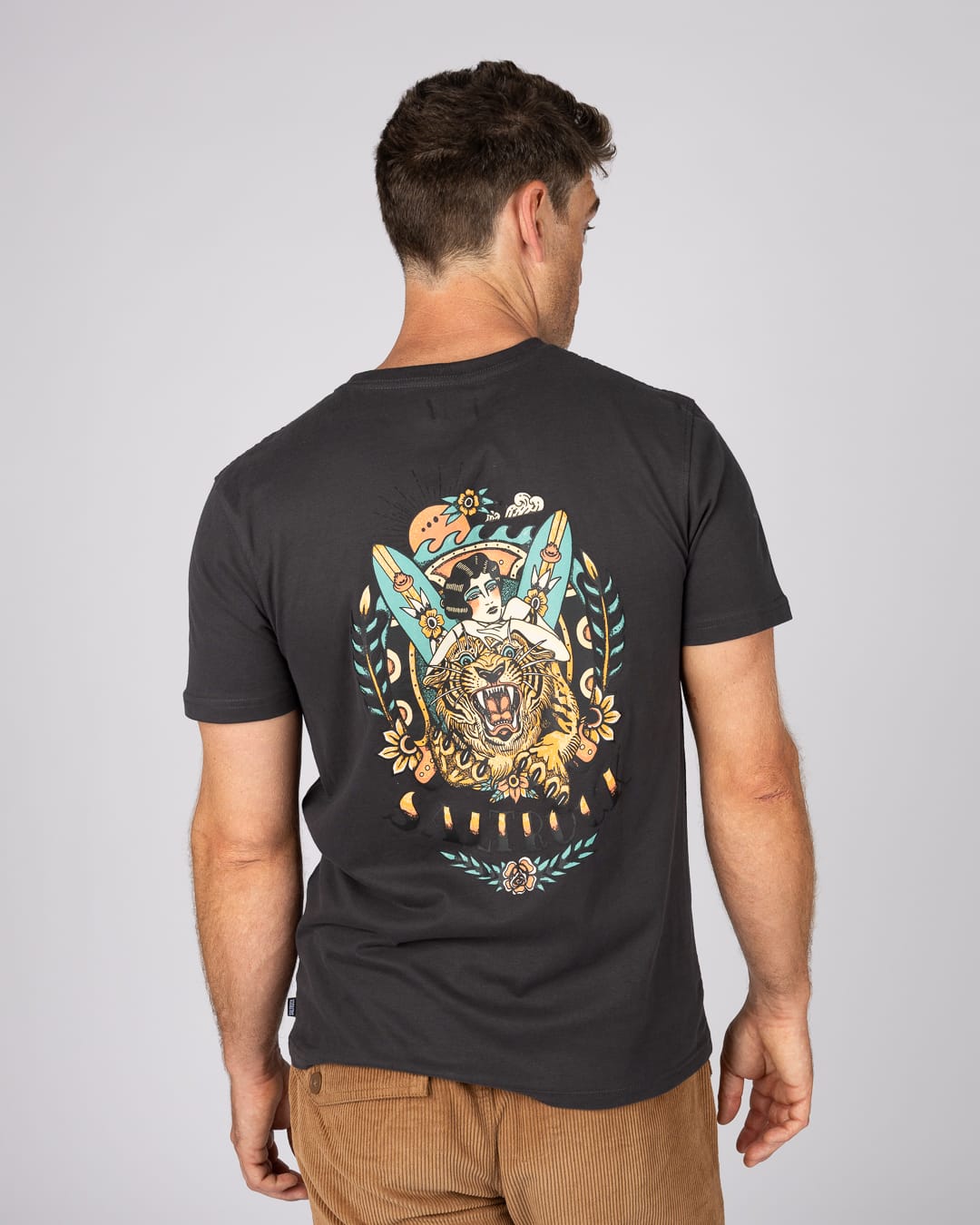 Tiger Tattoo Mens T-Shirt in Grey