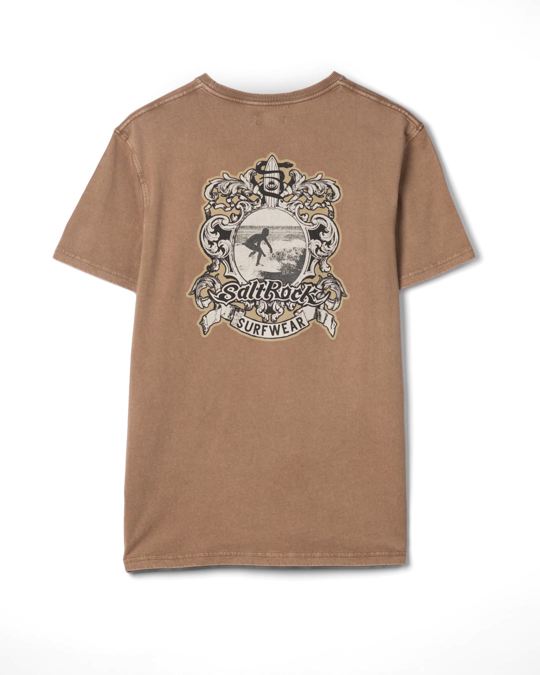 Heraldic Surf Mens Classic Short Sleeve T-Shirt In Brown