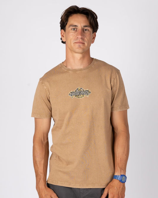 Heraldic Surf Mens Classic Short Sleeve T-Shirt In Brown