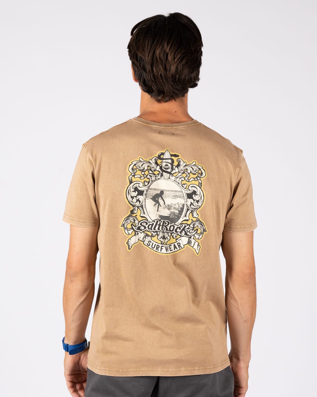 Heraldic Surf Mens Classic Short Sleeve T-Shirt In Brown