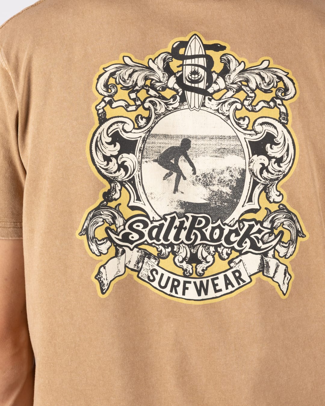 Heraldic Surf Mens Classic Short Sleeve T-Shirt In Brown