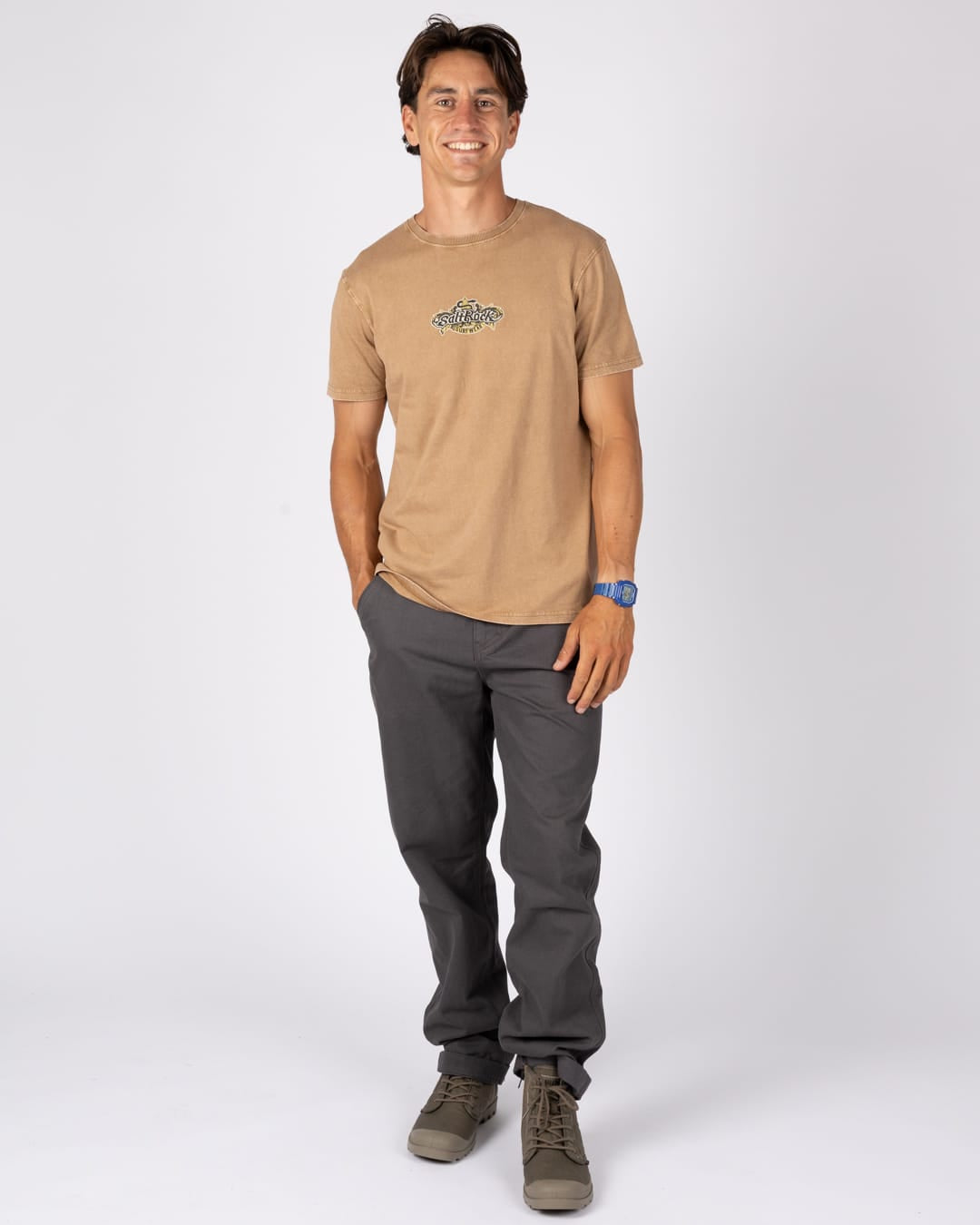 Heraldic Surf Mens Classic Short Sleeve T-Shirt In Brown