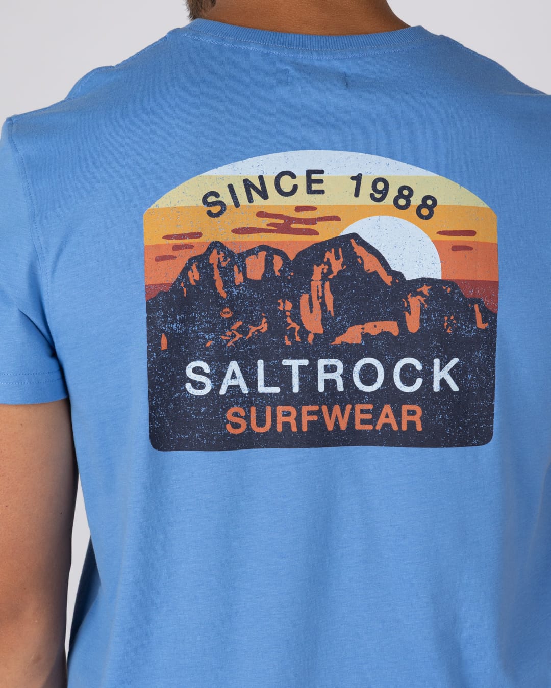 Last Light Mountain Mens Classic Short Short Sleeve T-Shirt In Bright Blue