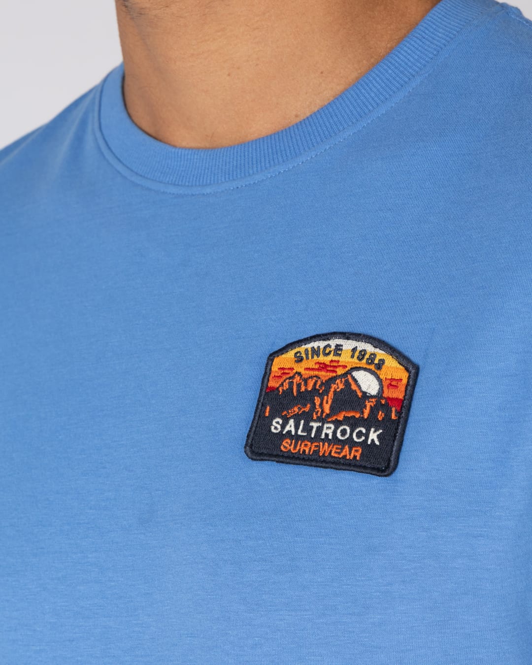 Last Light Mountain Mens Classic Short Short Sleeve T-Shirt In Bright Blue