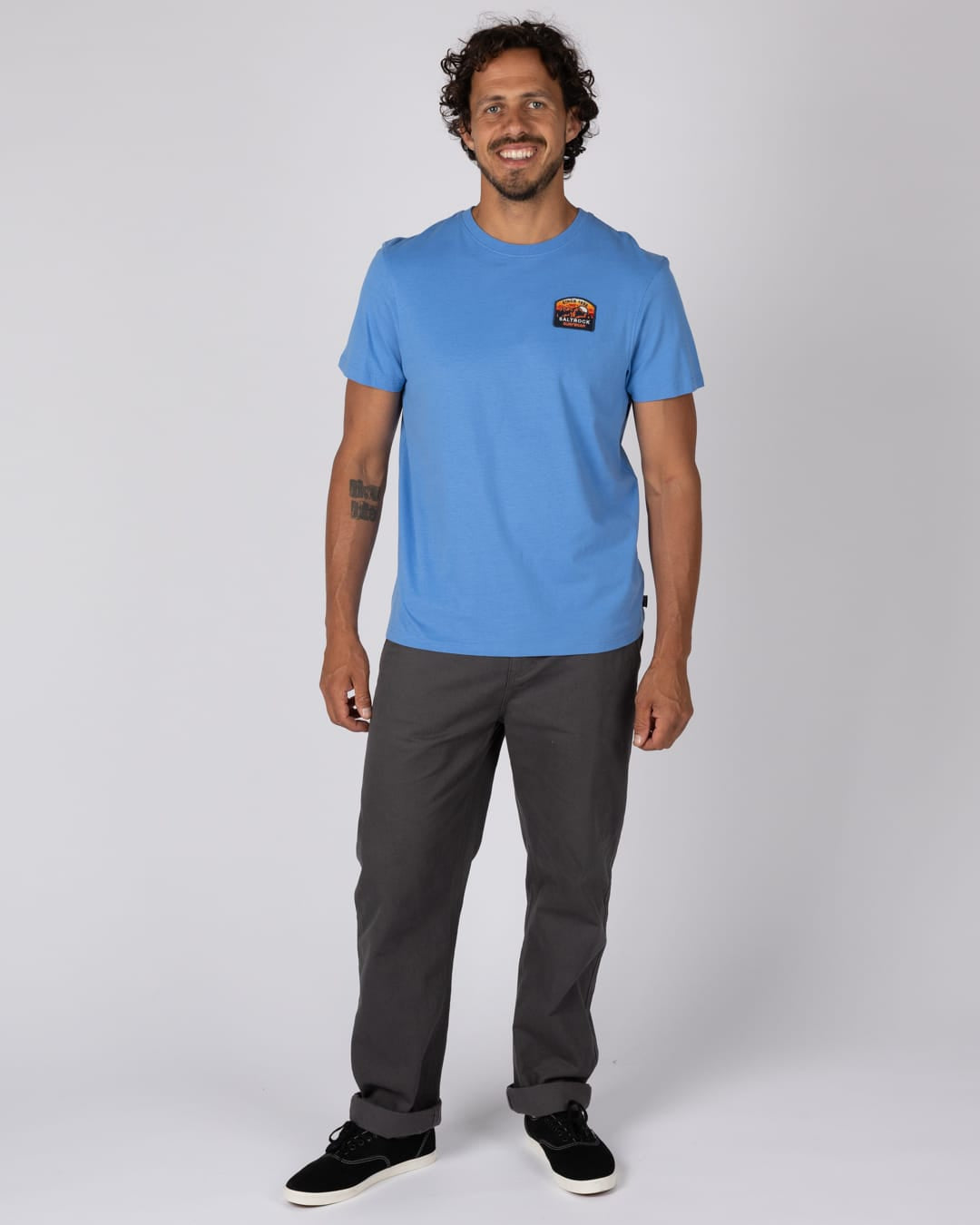 Last Light Mountain Mens Classic Short Short Sleeve T-Shirt In Bright Blue
