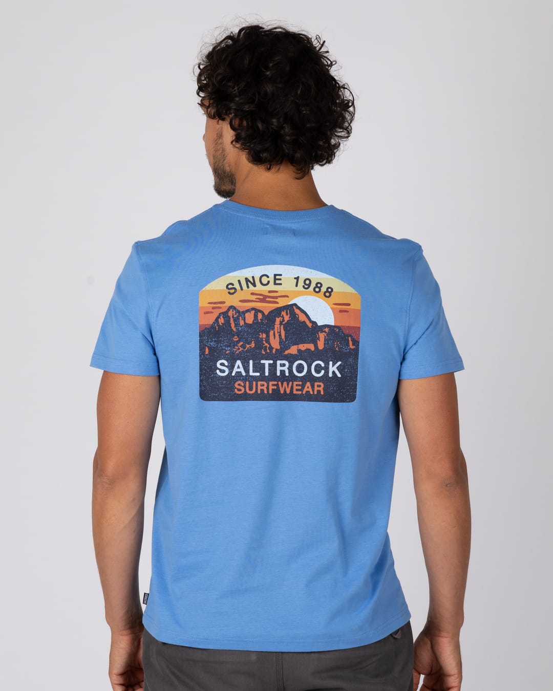 Last Light Mountain Mens Classic Short Short Sleeve T-Shirt In Bright Blue