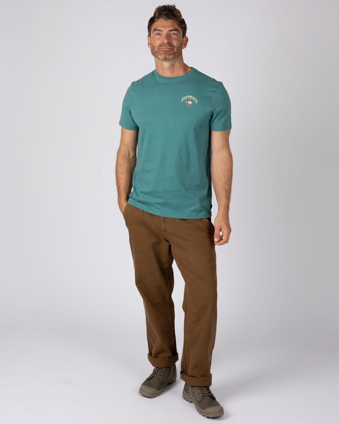 Base Camp Mens Classic Short Sleeve T-Shirt In Dark Green