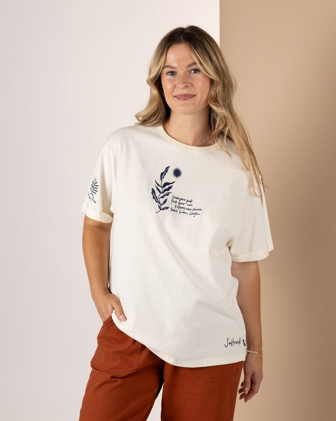 Dala - Womens Oversized Short Sleeve T-Shirt - Cream