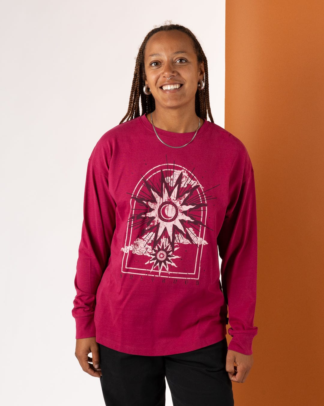 Eclipse - Womens Long Sleeve T-Shirt - Dark Pink