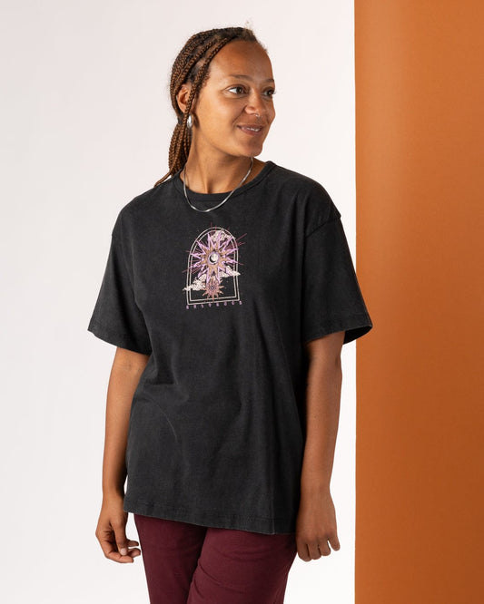 Eclipse Back - Womens Oversized Short Sleeve T-Shirt - Black