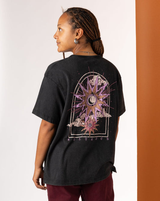 Eclipse Back - Womens Oversized Short Sleeve T-Shirt - Black
