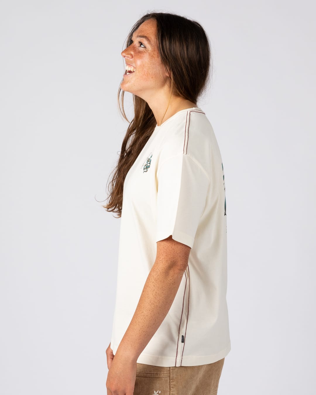 Yesterday's Youth Womens Oversized Short Sleeve T-Shirt in Cream