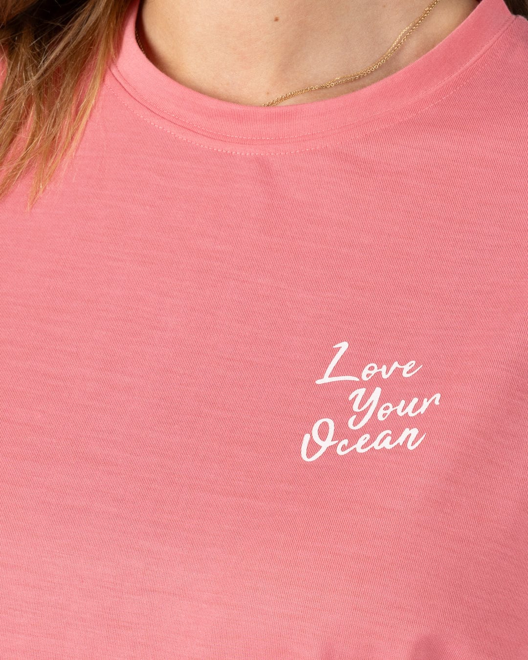 Love Womens Oversized Short Sleeve T-Shirt in Bright Pink