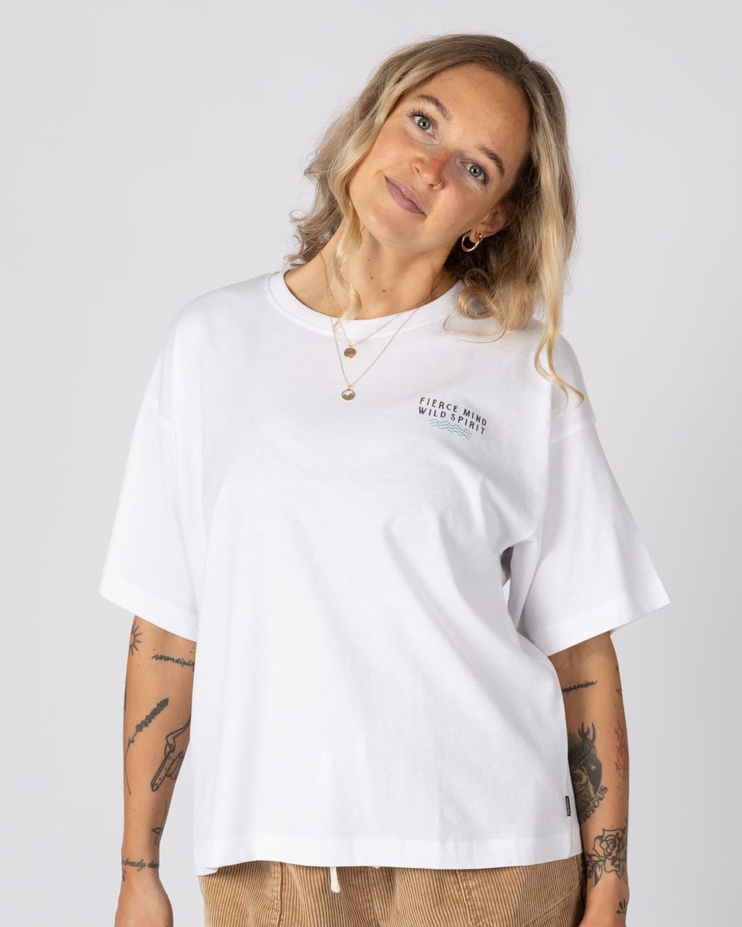 Fierce Mind Womens Short Sleeve T-Shirt In White