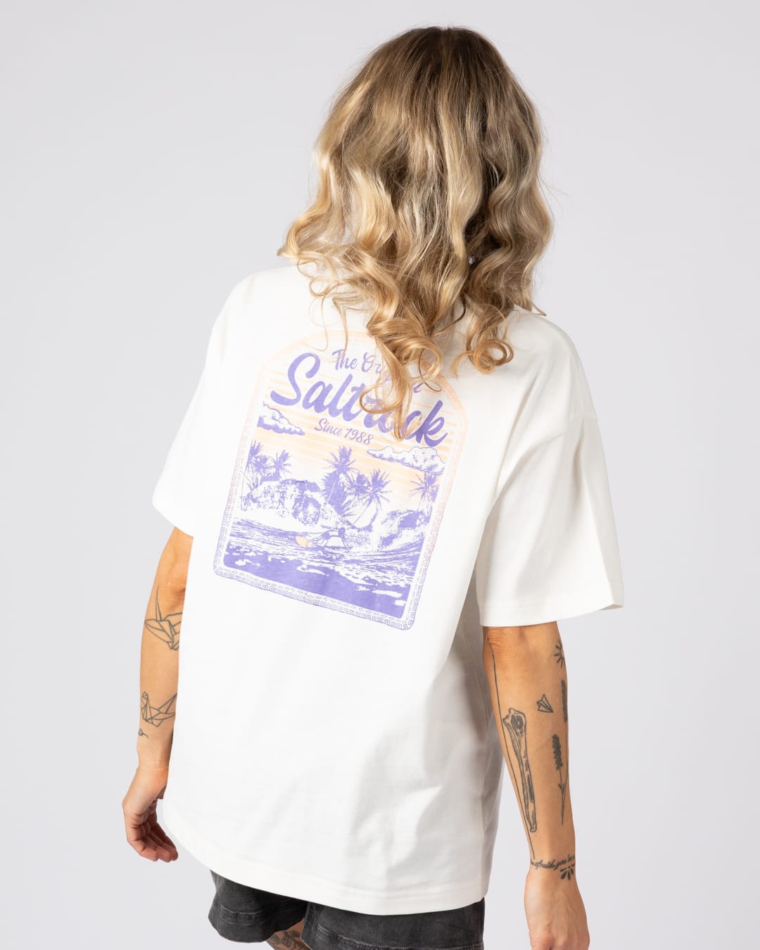 Postcard Womens Short Sleeve Tee in Cream