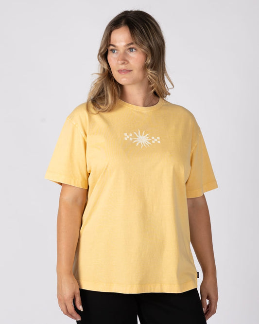 Selene Womens Oversized Short Sleeve T-Shirt in Yellow
