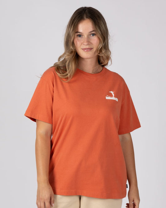 Helios Womens Oversized T-Shirt in Orange
