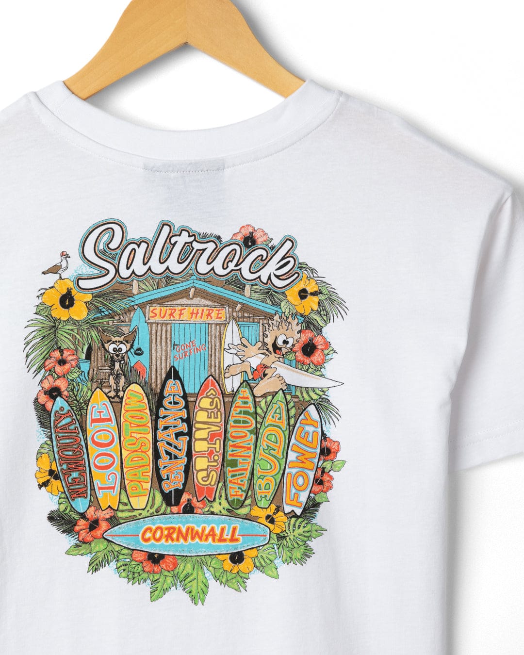Surf Shack Cornwall - Kids Short Sleeve T-shirt- White
