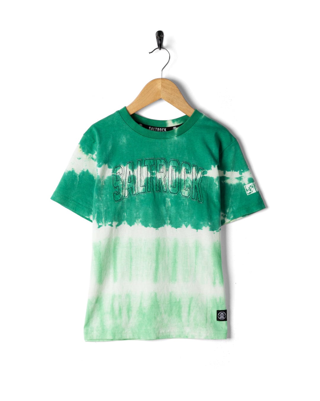 Arched Logo - Kids Short Sleeve Tie Dye T-Shirt - Green