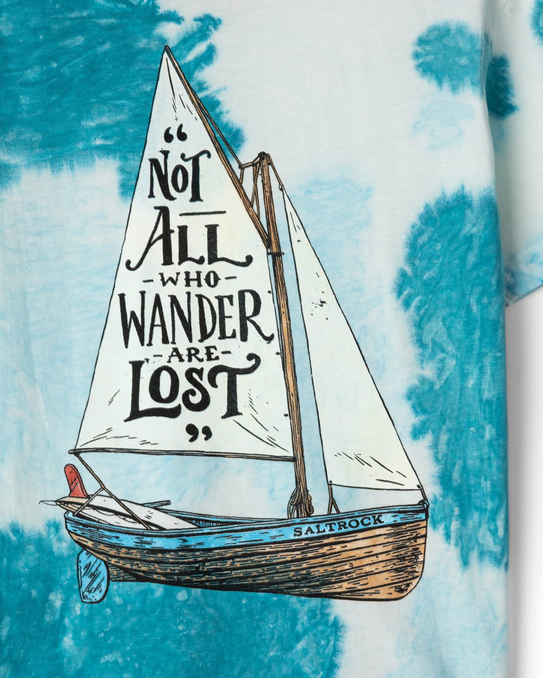 Lost Ships Tie Dye Short Sleeve T-Shirt in Turquoise