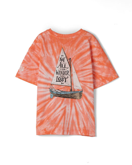 Lost Ships Kids Tie Dye T-Shirt in Orange