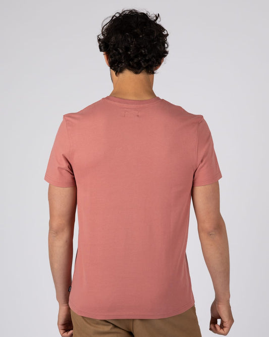 Morning View Mens Short Sleeve Tee in Dark Pink