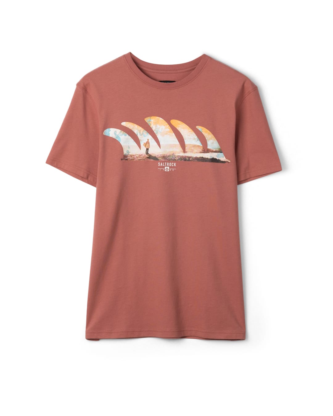 Morning View Mens Short Sleeve Tee in Dark Pink